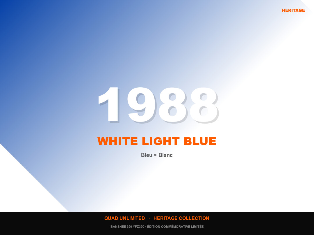 Body Kit Heritage Banshee 350 — White Light Blue 1988 (Faces Blanc + Cache latéral/Grille Bleu Clair)