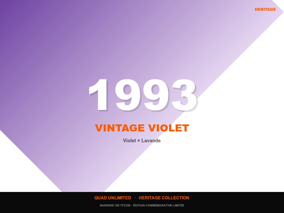 Body Kit Heritage Banshee 350 — Vintage Violet 1993 (Faces Violet + Cache latéral/Grille Blanc)
