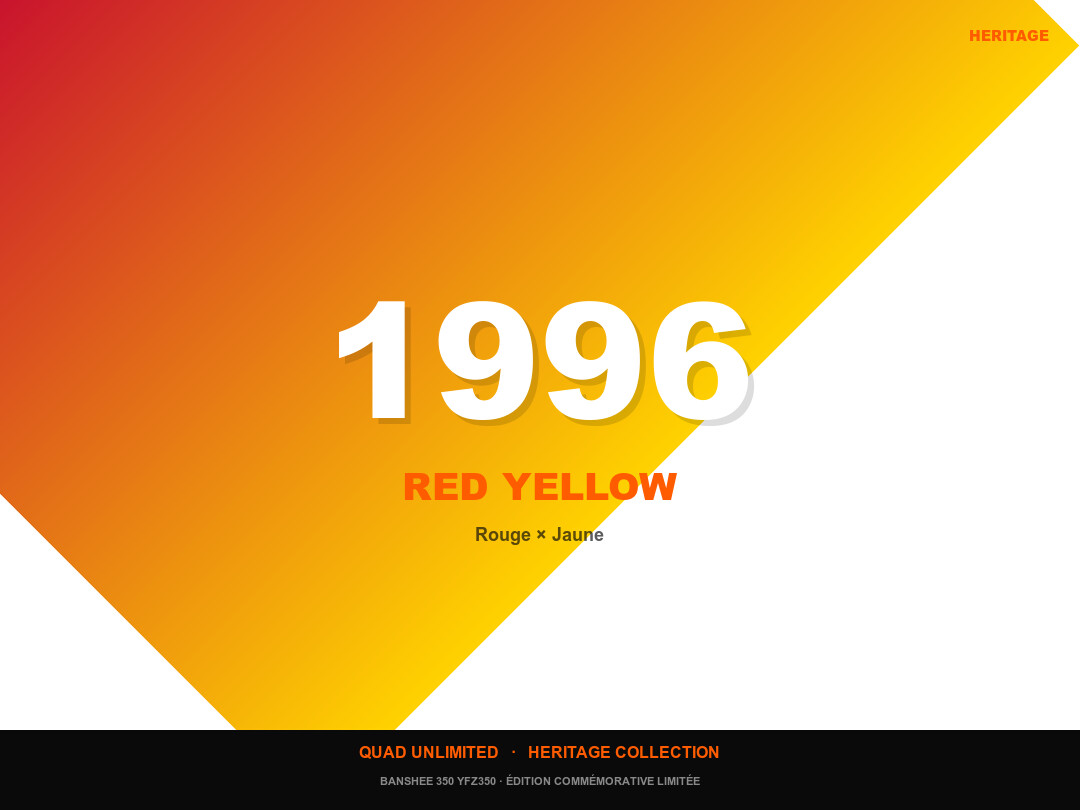 Body Kit Heritage Banshee 350 — Red Yellow 1996 (Faces Rouge + Cache latéral/Grille Jaune)