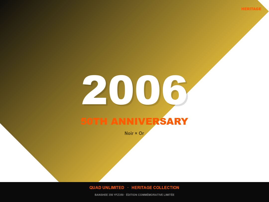 Body Kit Heritage Banshee 350 — 50th Anniversary 2006 (Faces Jaune + Cache latéral/Grille Noir)